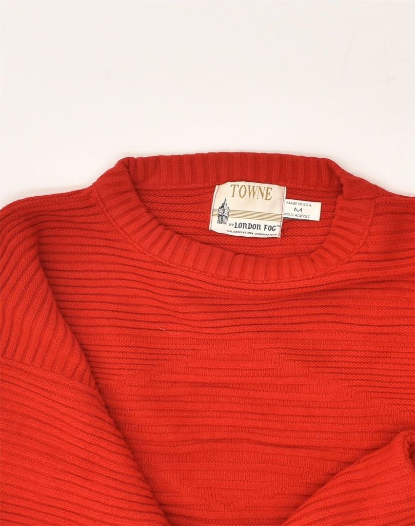 LONDON FOG Mens Crew Neck Jumper Sweater Medium Red Acrylic | Vintage London Fog | Thrift | Second-Hand London Fog | Used Clothing | Messina Hembry 