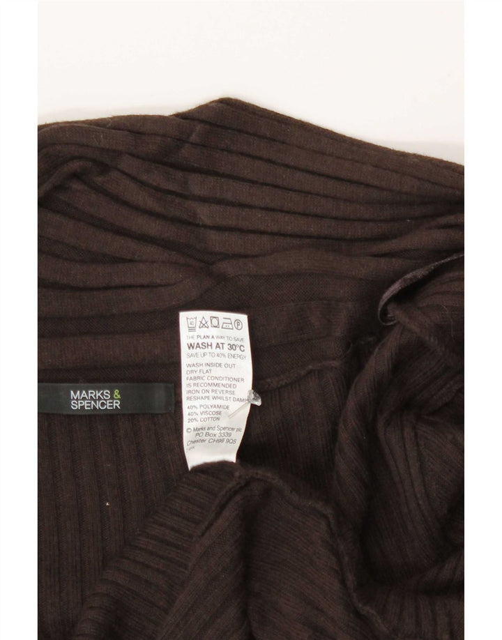 Marks & Spencer Womens Asymmetric Open Cardigan Sweater UK 12 Medium Brown