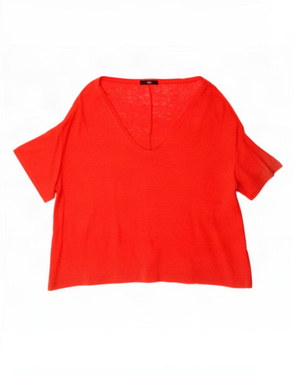 Zara Womens Oversized T-Shirt Top UK 10 Small Red Linen