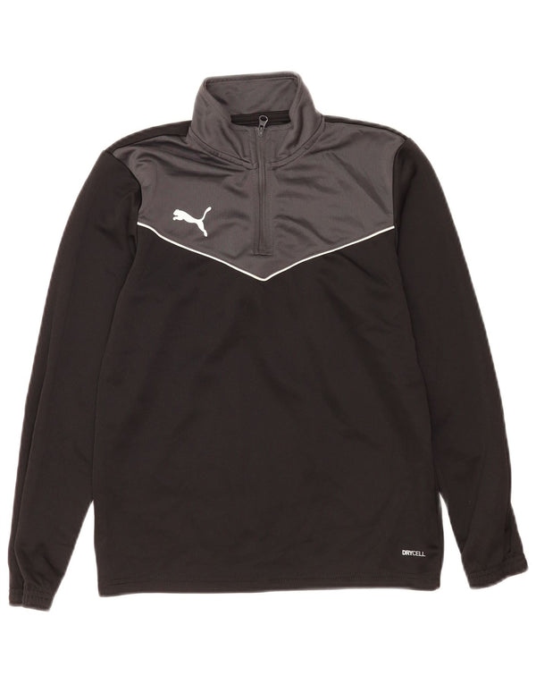 Puma Boys Zip Neck Sweatshirt Jumper 11-12 Years Black Colourblock