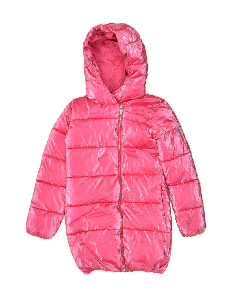 GUESS Girls Hooded Padded Coat 6-7 Years Pink Polyurethane | Vintage Guess | Thrift | Second-Hand Guess | Used Clothing | Messina Hembry 