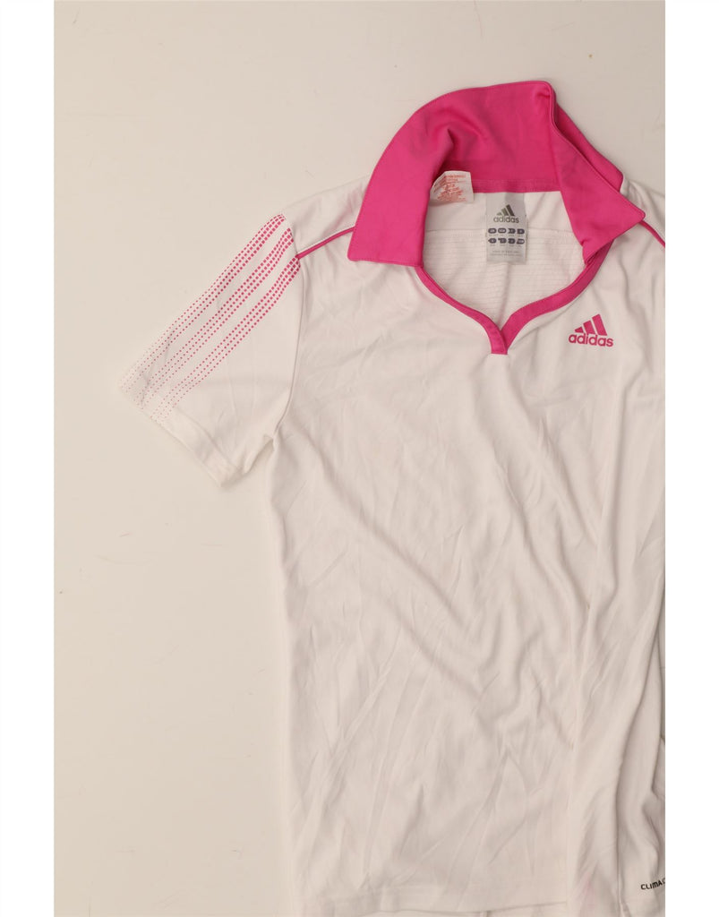 ADIDAS Girls Climacool Polo Shirt 13-14 Years  White Polyester Vintage Adidas and Second-Hand Adidas from Messina Hembry 
