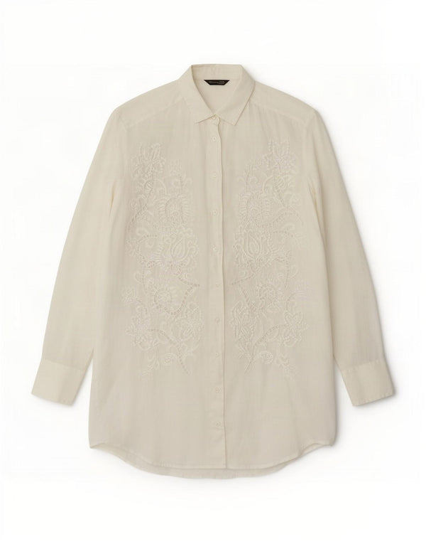 Massimo Dutti Womens See Through Shirt Dress UK 10 Small White Floral