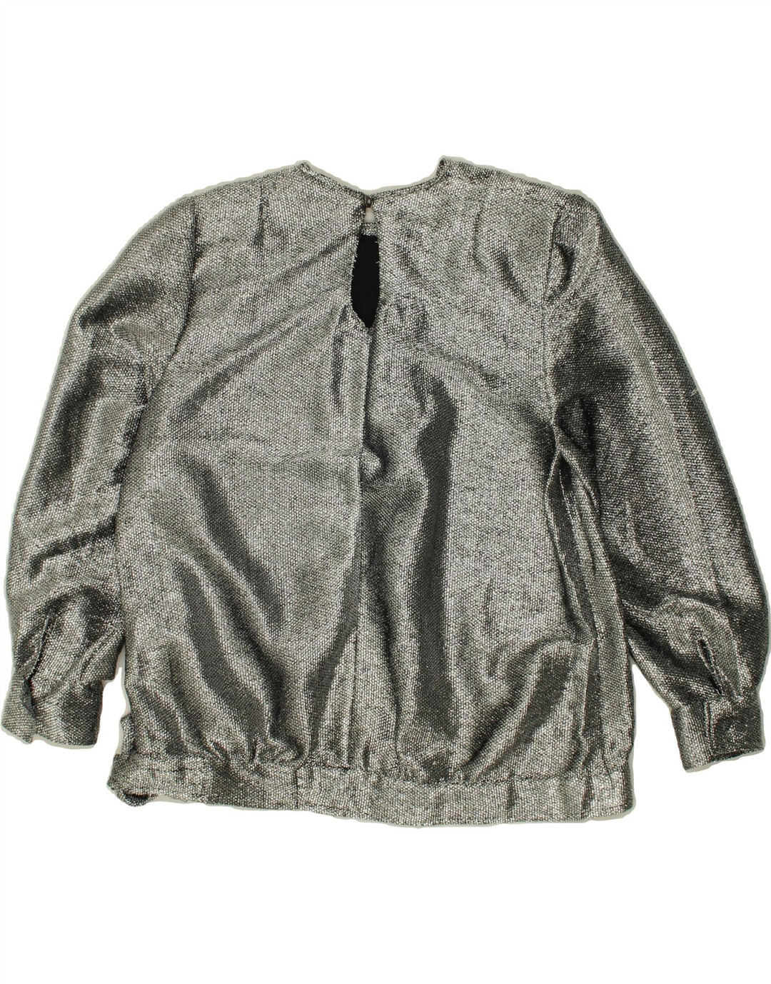 VINTAGE Womens Long Sleeve Blouse Top UK 14 Large Silver Vintage Vintage and Second-Hand Vintage from Messina Hembry 