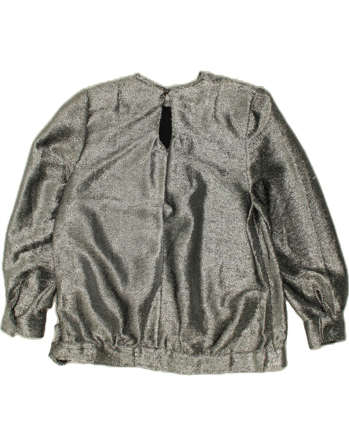 VINTAGE Womens Long Sleeve Blouse Top UK 14 Large Silver Vintage Vintage and Second-Hand Vintage from Messina Hembry 