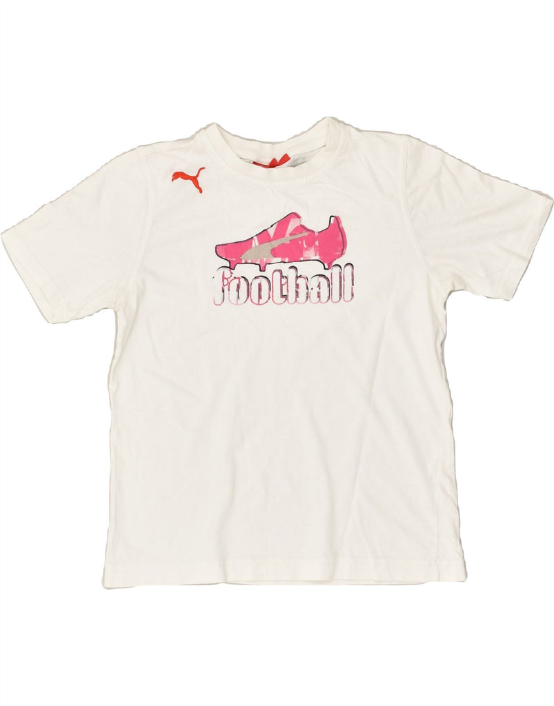 PUMA Girls Graphic T-Shirt Top 11-12 Years White | Vintage Puma | Thrift | Second-Hand Puma | Used Clothing | Messina Hembry 