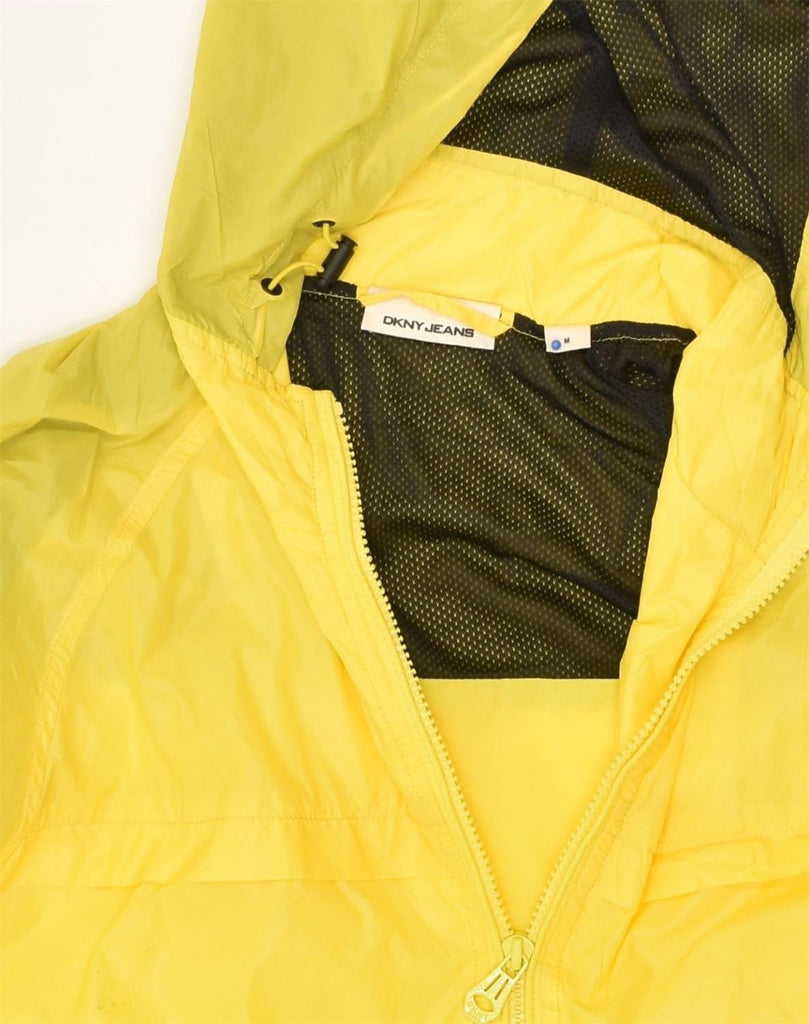 DKNY Womens Hooded Rain Jacket UK 14 Medium Yellow Polyester | Vintage Dkny | Thrift | Second-Hand Dkny | Used Clothing | Messina Hembry 