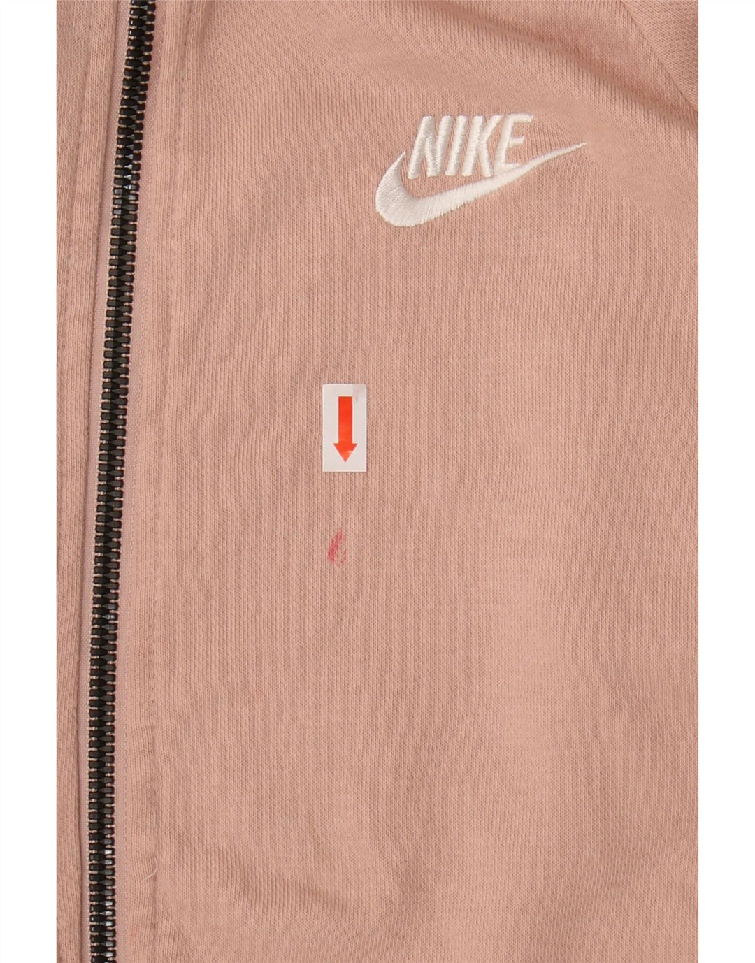 NIKE Womens Zip Hoodie Sweater UK 14 Medium Pink Cotton