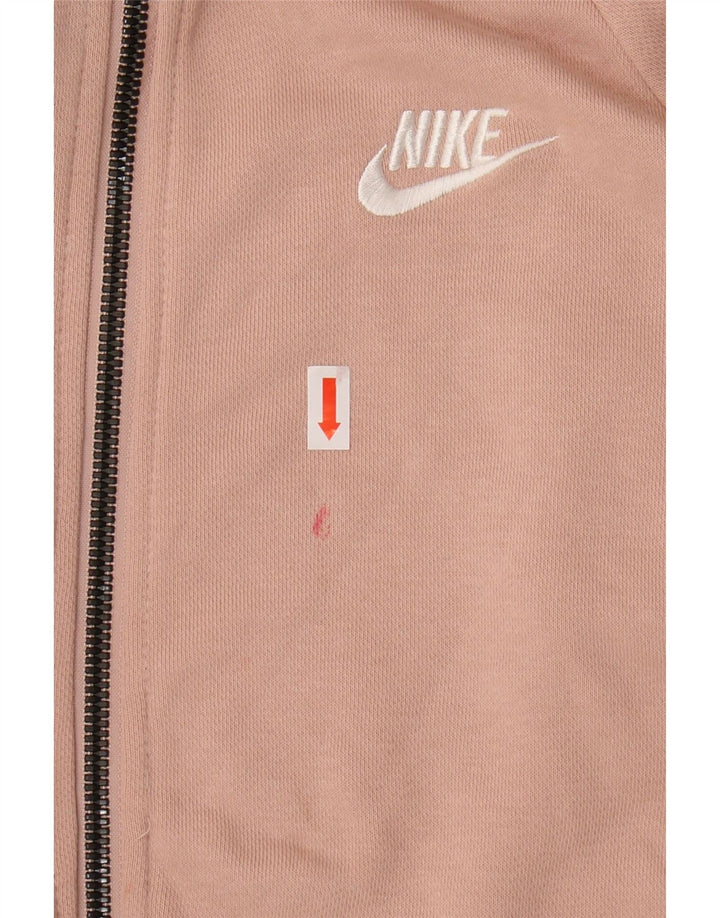 NIKE Womens Zip Hoodie Sweater UK 14 Medium Pink Cotton