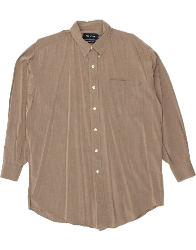 NAUTICA Mens Shirt Size 16 Large Beige Cotton | Vintage Nautica | Thrift | Second-Hand Nautica | Used Clothing | Messina Hembry 