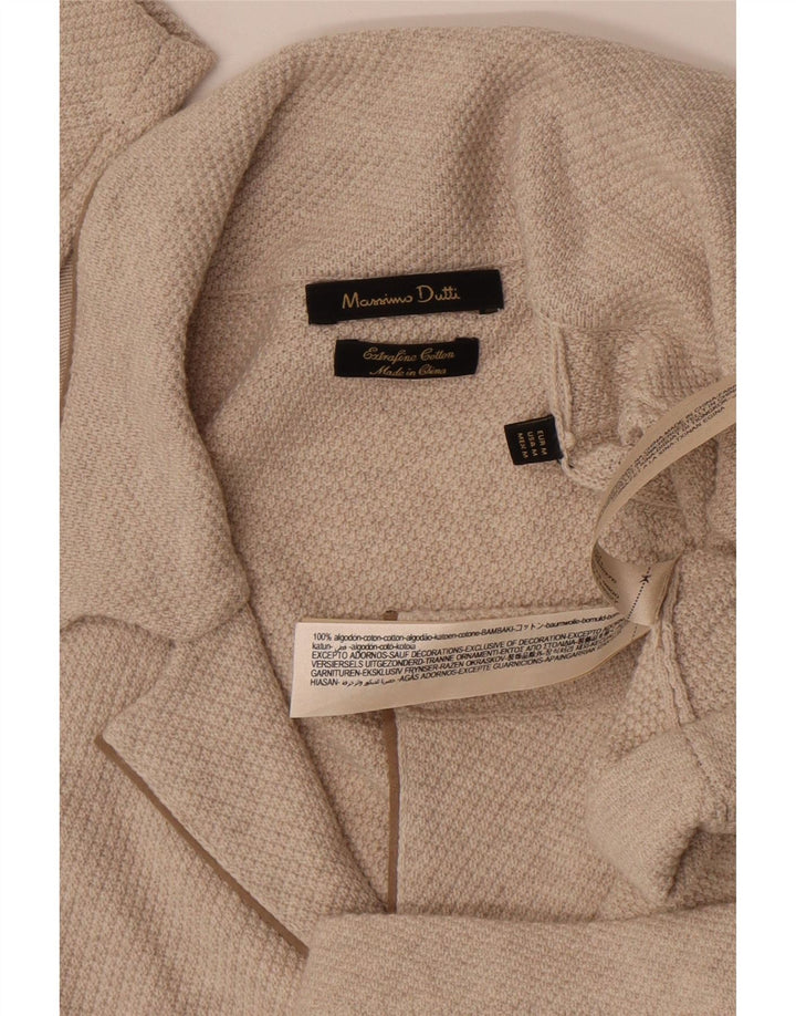 Massimo Dutti Mens Cardigan Sweater Medium Beige Cotton