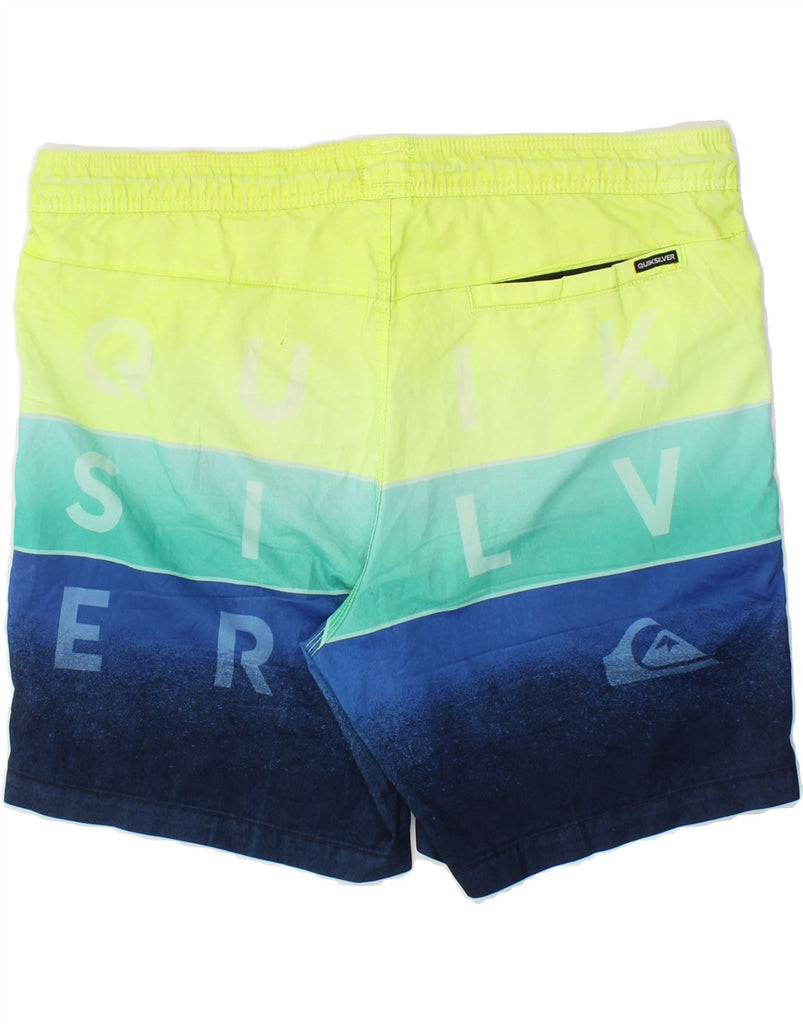 QUIKSILVER Mens Graphic Swimming Shorts XL Green Colourblock | Vintage Quiksilver | Thrift | Second-Hand Quiksilver | Used Clothing | Messina Hembry 