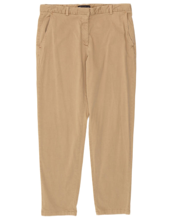 Marks & Spencer Womens Slim Chino Trousers UK 14 Large W34 L29 Beige Cotton