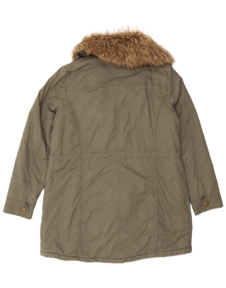 Laura Ashley Womens Parka Jacket UK 12 Medium Khaki Cotton