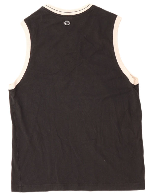 NIKE Mens Graphic Vest Top UK 42/44 Large Black Cotton