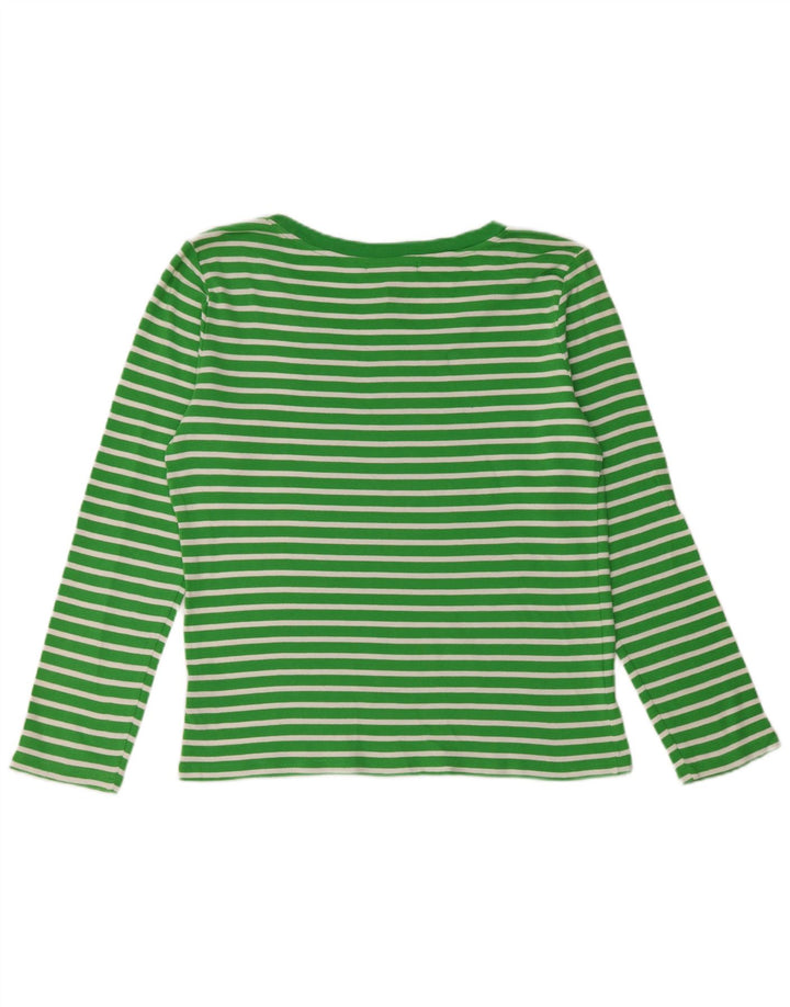 RALPH LAUREN Womens Top Long Sleeve UK 18 XL Green Striped Cotton