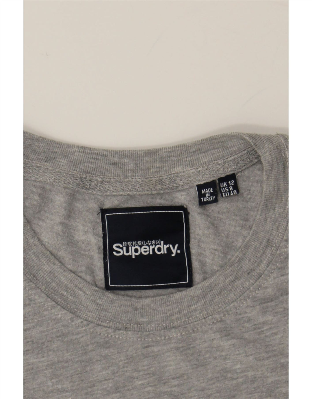 SUPERDRY Womens T-Shirt Top UK 12 Medium  Grey Colourblock Cotton Vintage Superdry and Second-Hand Superdry from Messina Hembry 