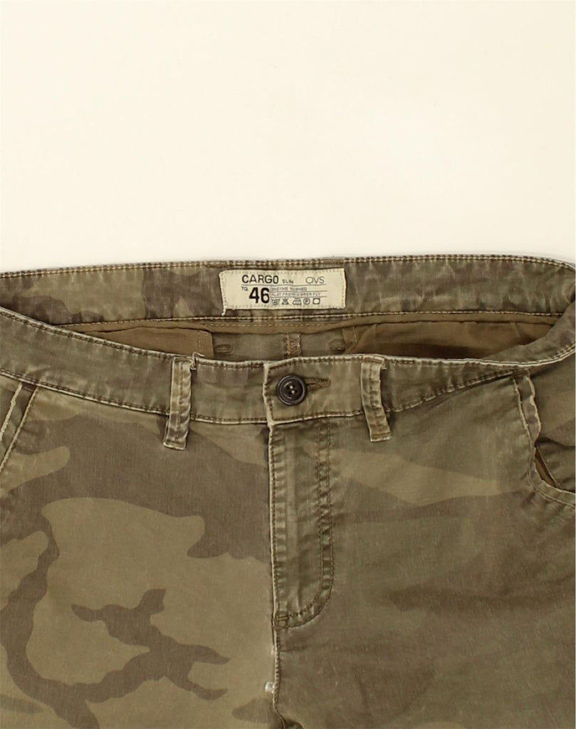 OVS Womens Slim Cargo Trousers IT 46 Large W32 L32 Khaki Camouflage Cotton | Vintage OVS | Thrift | Second-Hand OVS | Used Clothing | Messina Hembry 