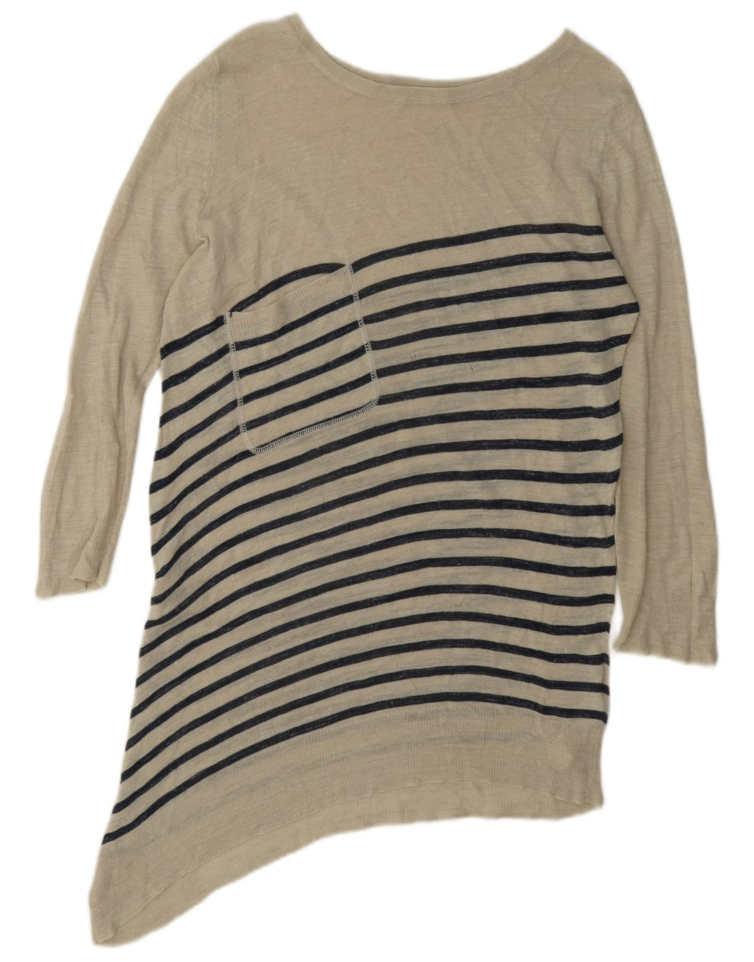 Marks & Spencer Womens Asymmetric Boat Neck Jumper Sweater UK 12 Medium Bei