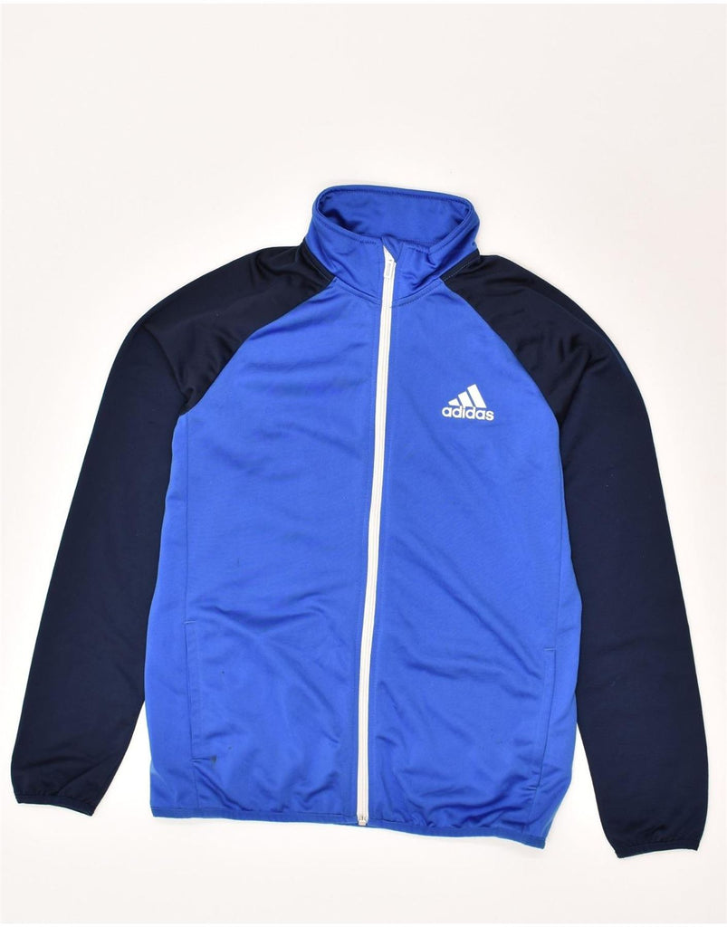 ADIDAS Boys Tracksuit Top Jacket 13-14 Years Blue Colourblock Polyester | Vintage Adidas | Thrift | Second-Hand Adidas | Used Clothing | Messina Hembry 