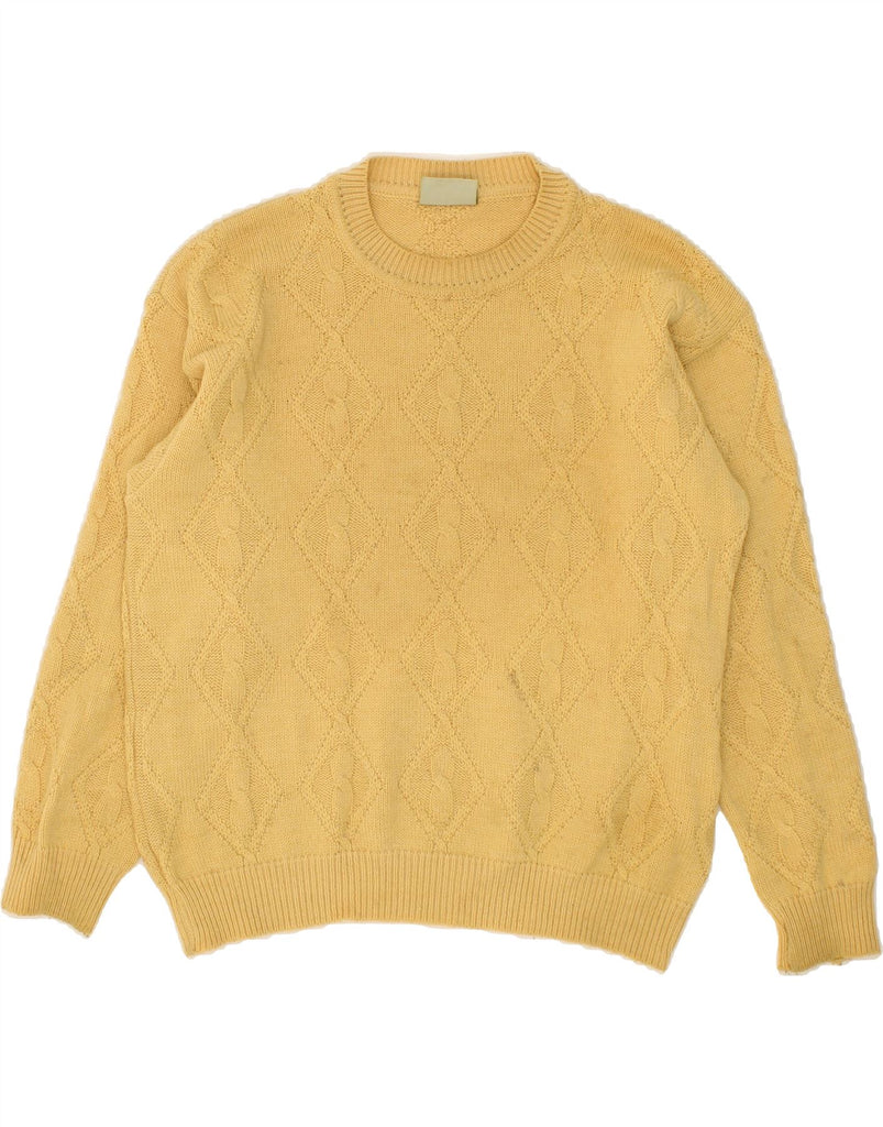 RODES Mens Crew Neck Jumper Sweater Large Yellow Argyle/Diamond Wool Vintage Rodes and Second-Hand Rodes from Messina Hembry 