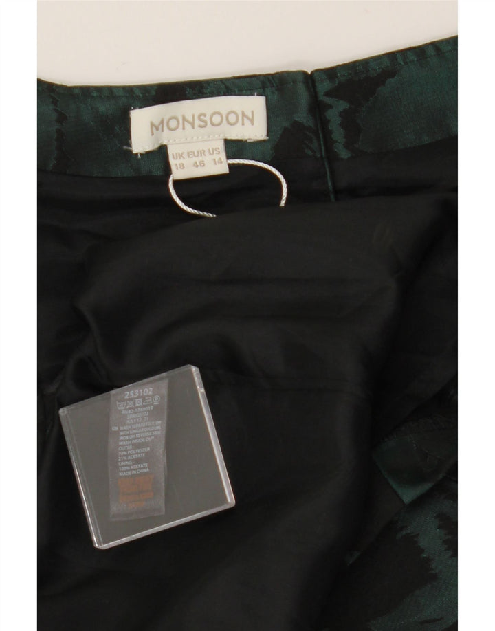 MONSOON Womens Sleeveless Sheath Dress UK 18 XL Green Floral Polyester