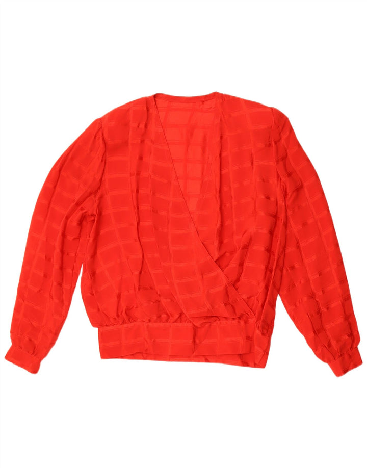 Vintage Womens Long Sleeve Blouse Top UK 14 Medium Red Check
