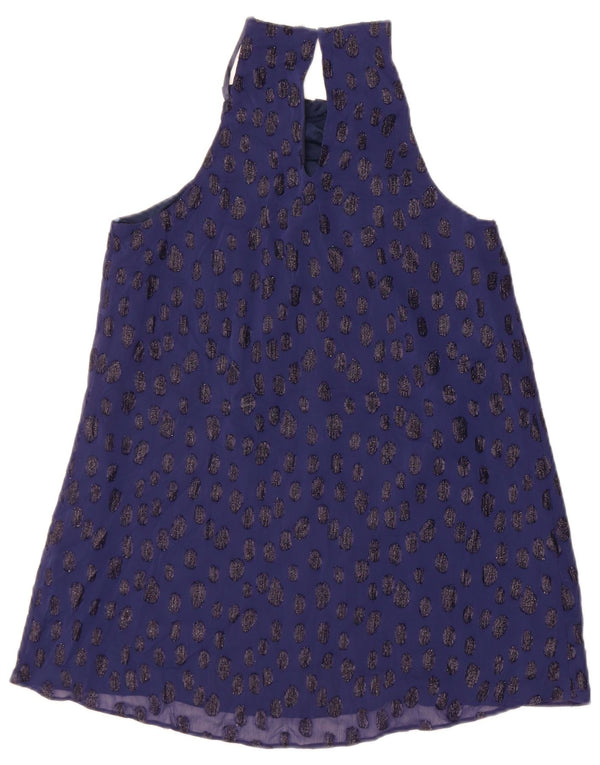 Coast Womens Halter Top UK 10 Small Navy Blue Spotted