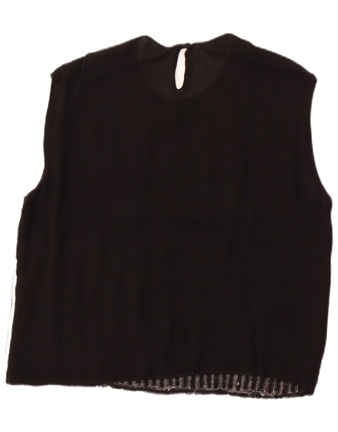 WITTY GIRL Womens Sleeveless Blouse Top UK 14 Medium Black Striped Viscose