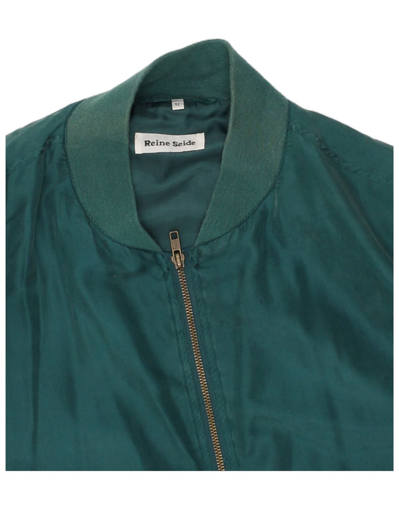 VINTAGE Mens Bomber Jacket IT 52 XL Green Silk Vintage Vintage and Second-Hand Vintage from Messina Hembry 