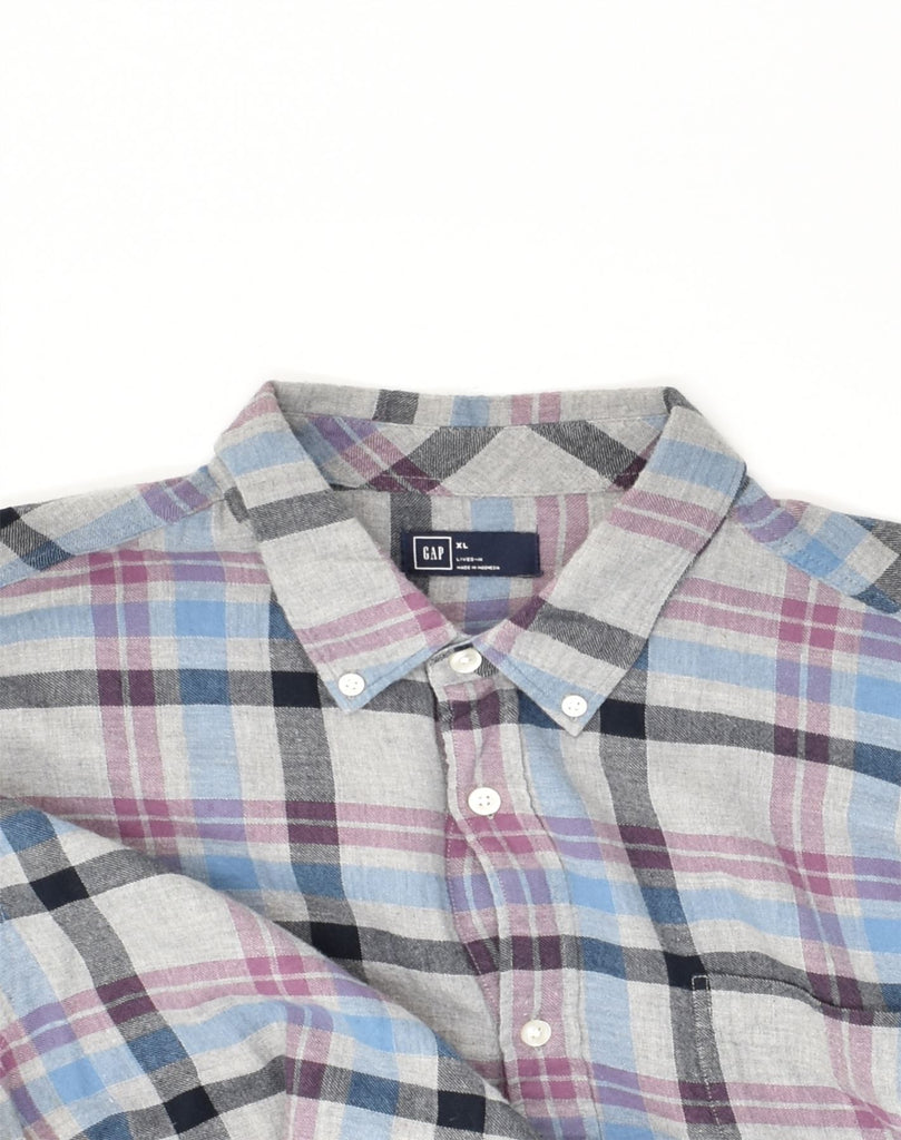 GAP Mens Shirt XL Grey Check Cotton | Vintage Gap | Thrift | Second-Hand Gap | Used Clothing | Messina Hembry 