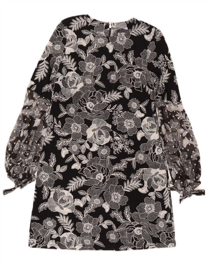 Tommy Hilfiger Womens Long Sleeve Shift Dress US 4 Small Black Floral