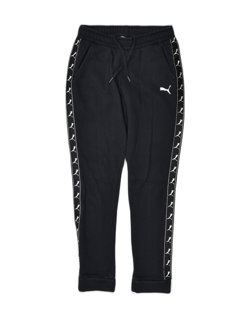 PUMA Womens Graphic Tracksuit Trousers UK 6 XS Black Cotton | Vintage | Thrift | Second-Hand | Used Clothing | Messina Hembry 