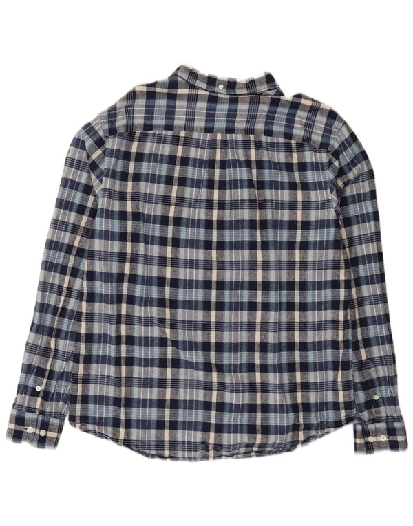 Penguin Mens Heritage Slim Fit Shirt 2XL Blue Plaid Linen