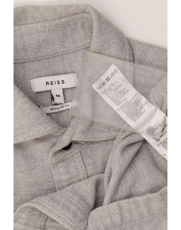 Reiss Mens Regular Fit Flannel Shirt Medium Grey Cotton