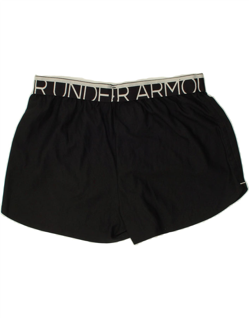 UNDER ARMOUR Womens Graphic Sport Shorts UK 12 Medium Black Polyester | Vintage Under Armour | Thrift | Second-Hand Under Armour | Used Clothing | Messina Hembry 