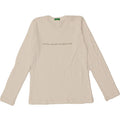 BENETTON Girls Graphic Top Long Sleeve 7-8 Years Medium White Cotton Vintage Benetton and Second-Hand Benetton from Messina Hembry 