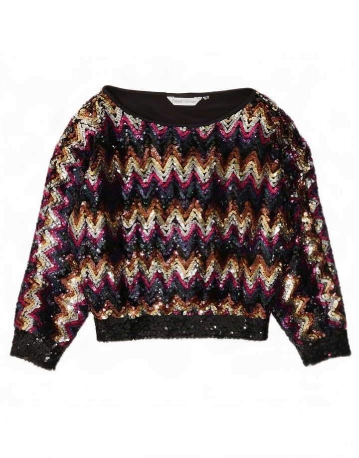 Vintage Womens Sequin Blouse Top EU 38 Medium Multicoloured Chevron