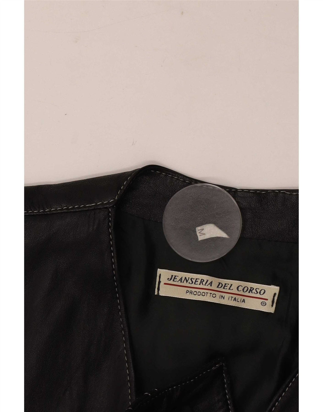 Jeanseria Del Corso Womens Leather Waistcoat UK 12 Medium Black
