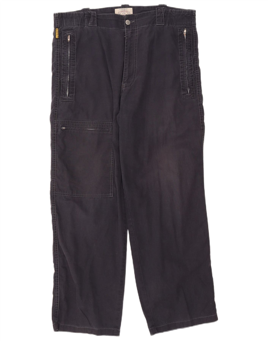 ARMANI Mens Straight Cargo Trousers EU 50 Large W36 L29 Navy Blue Cotton