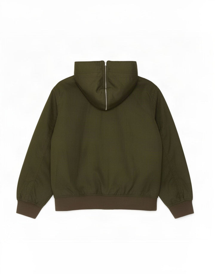 Armani Mens Hooded Bomber Jacket UK 40 Large Khaki Polyester