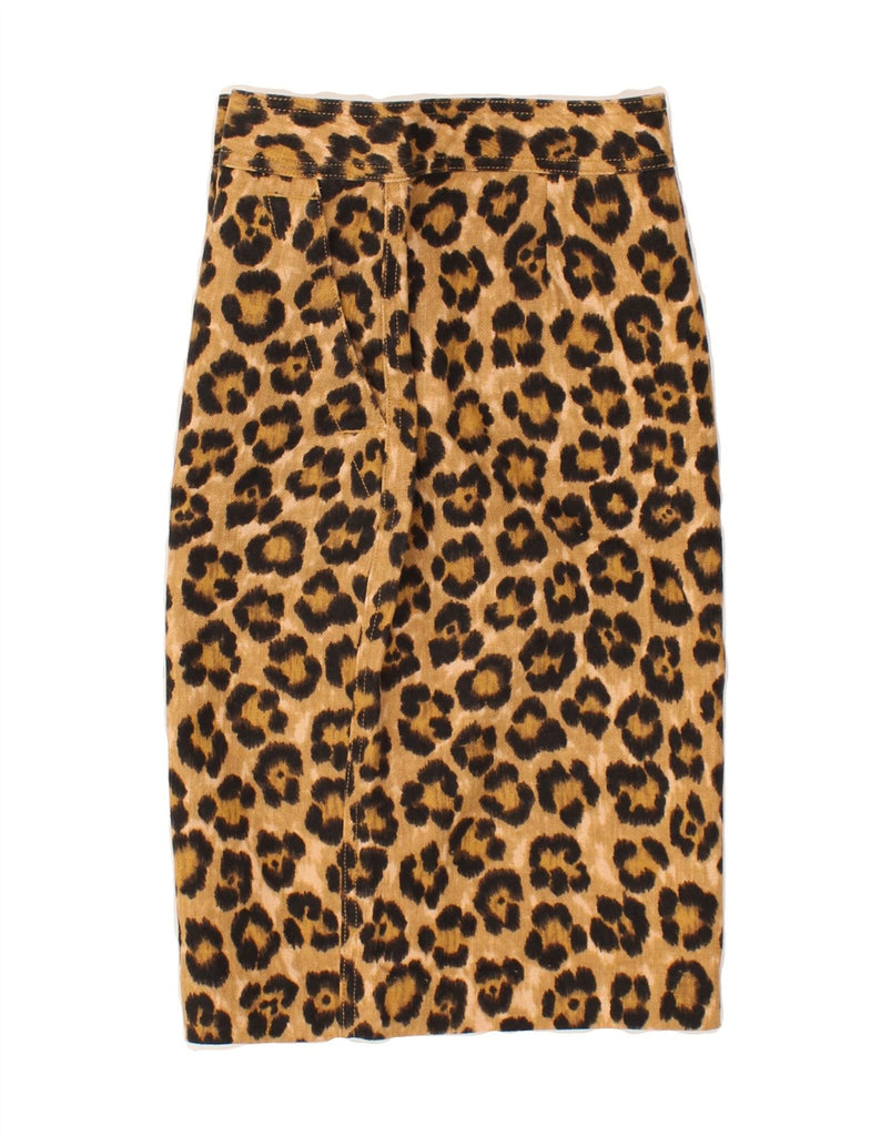 RALPH LAUREN Womens Pencil Skirt US 2 XS W29 Brown Animal Print Linen | Vintage Ralph Lauren | Thrift | Second-Hand Ralph Lauren | Used Clothing | Messina Hembry 
