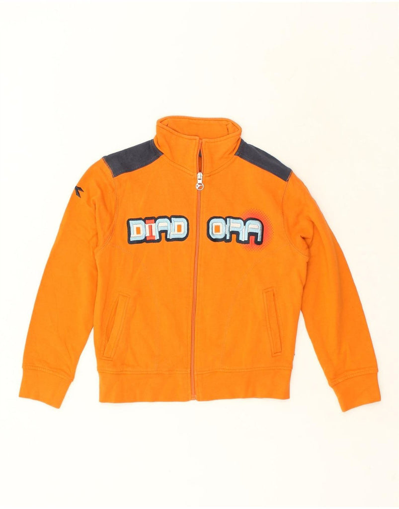 DIADORA Boys Graphic Tracksuit Top Jacket 9-10 Years Large  Orange Cotton | Vintage Diadora | Thrift | Second-Hand Diadora | Used Clothing | Messina Hembry 