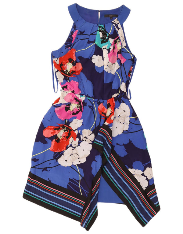 Coast Womens Sleeveless Asymmetrical Dress UK 12 Medium Blue Floral