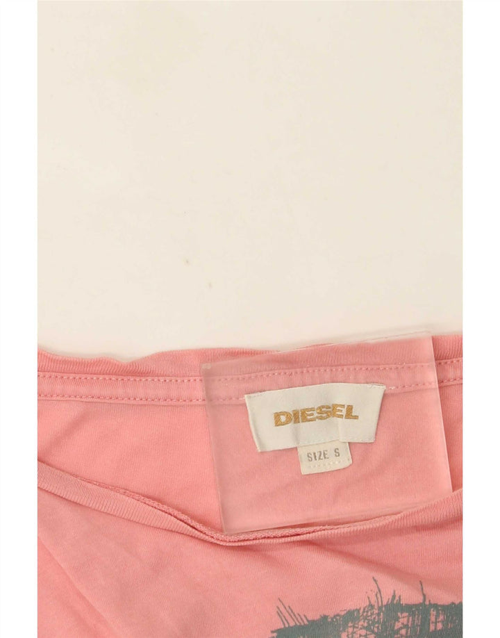 Diesel Womens Graphic T-Shirt Top UK 10 Small Pink
