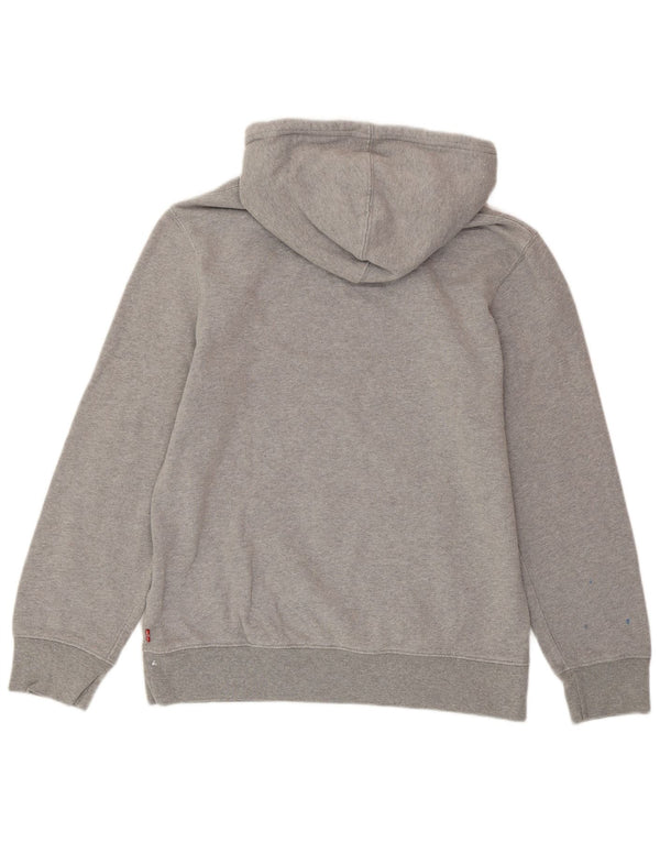 LEVI'S Womens Graphic Hoodie Jumper UK 14 Medium Grey Cotton