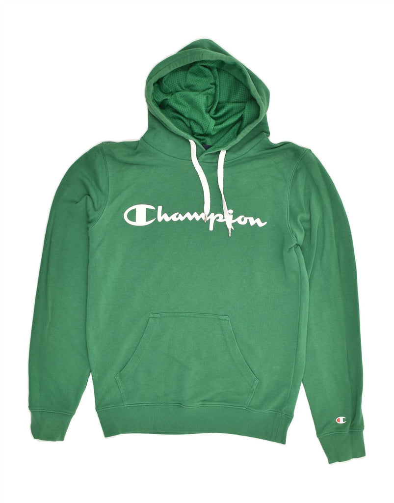 CHAMPION Mens Graphic Hoodie Jumper XS Green Cotton | Vintage Champion | Thrift | Second-Hand Champion | Used Clothing | Messina Hembry 