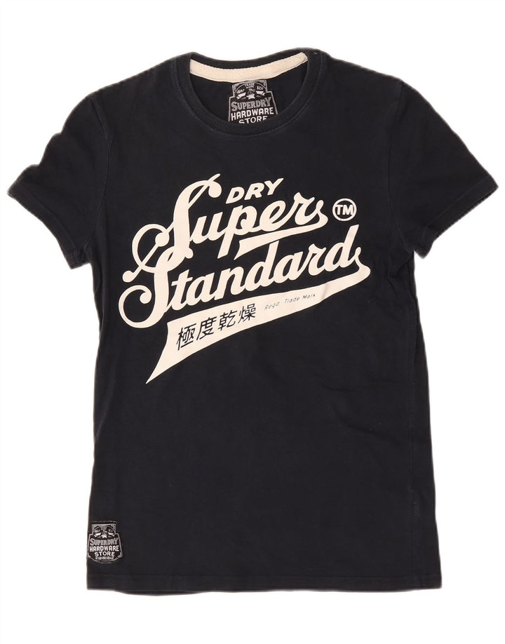 Superdry Mens Graphic T-Shirt Top Small Navy Blue Cotton