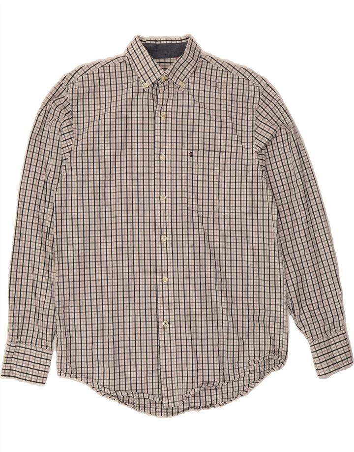 IZOD Mens Shirt Medium Grey Check Cotton Vintage Izod and Second-Hand Izod from Messina Hembry 