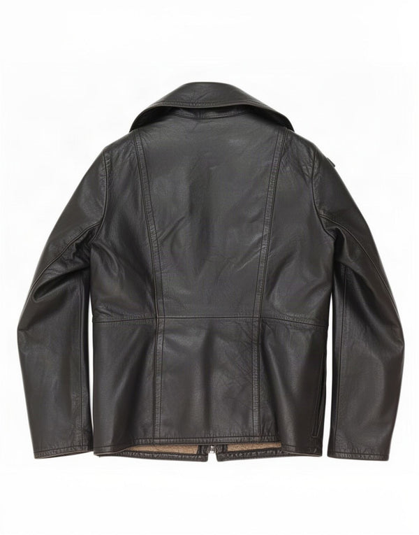 Vintage Womens Sherpa Leather Jacket UK 14 Medium Black